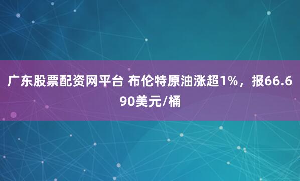 广东股票配资网平台 布伦特原油涨超1%，报66.690美元/桶