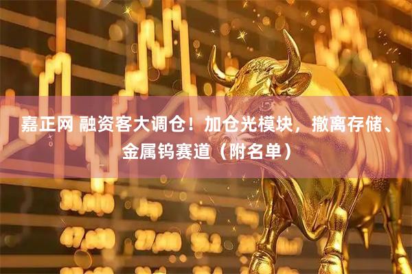 嘉正网 融资客大调仓!加仓光模块,撤离存储、金属钨赛道(附名单)